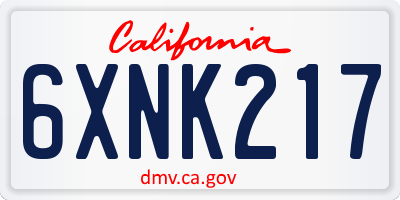CA license plate 6XNK217
