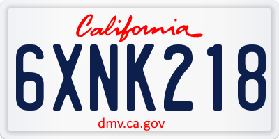 CA license plate 6XNK218