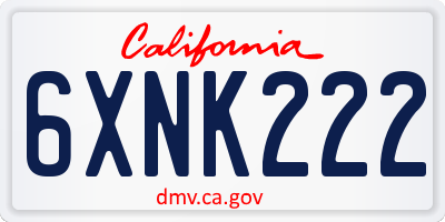 CA license plate 6XNK222