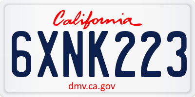 CA license plate 6XNK223