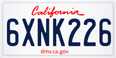 CA license plate 6XNK226