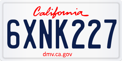 CA license plate 6XNK227