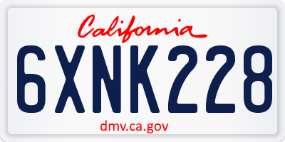 CA license plate 6XNK228