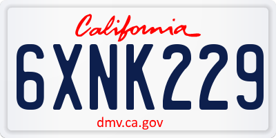 CA license plate 6XNK229