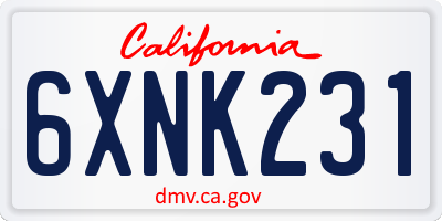 CA license plate 6XNK231