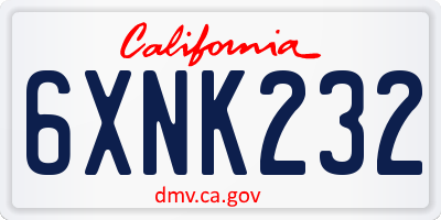 CA license plate 6XNK232