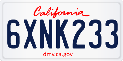 CA license plate 6XNK233