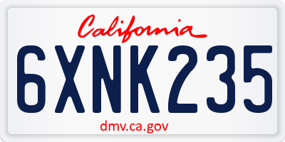 CA license plate 6XNK235