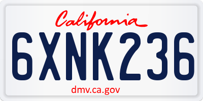 CA license plate 6XNK236