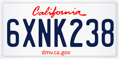 CA license plate 6XNK238