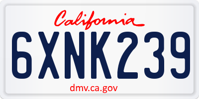 CA license plate 6XNK239