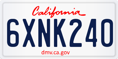 CA license plate 6XNK240