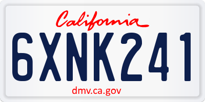 CA license plate 6XNK241