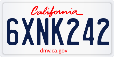 CA license plate 6XNK242