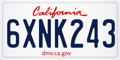 CA license plate 6XNK243