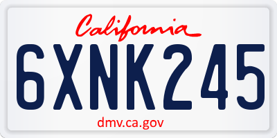 CA license plate 6XNK245