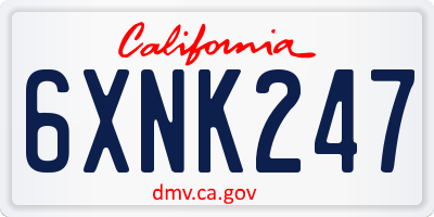 CA license plate 6XNK247