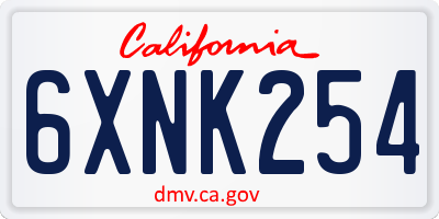 CA license plate 6XNK254