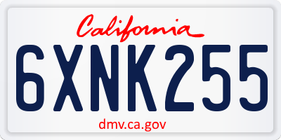 CA license plate 6XNK255