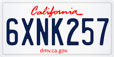 CA license plate 6XNK257