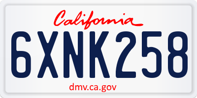 CA license plate 6XNK258