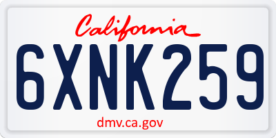 CA license plate 6XNK259