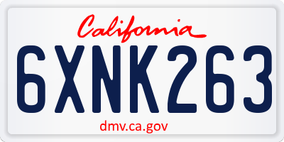 CA license plate 6XNK263