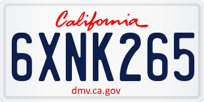 CA license plate 6XNK265