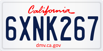 CA license plate 6XNK267