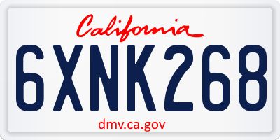CA license plate 6XNK268