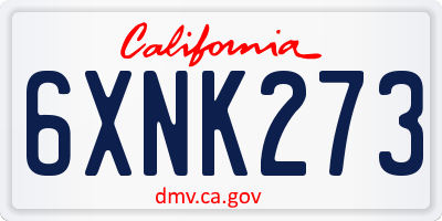 CA license plate 6XNK273