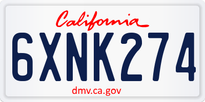 CA license plate 6XNK274
