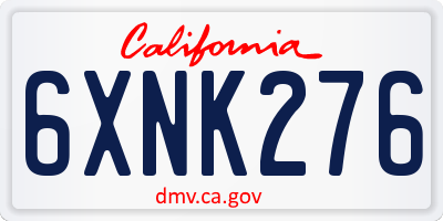 CA license plate 6XNK276