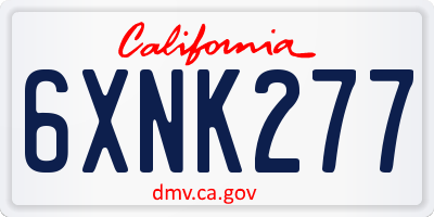 CA license plate 6XNK277