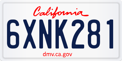 CA license plate 6XNK281