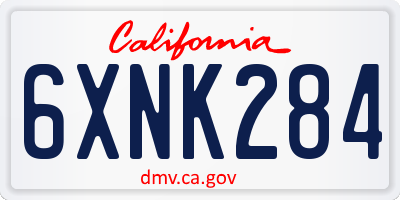 CA license plate 6XNK284