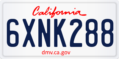 CA license plate 6XNK288