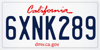 CA license plate 6XNK289