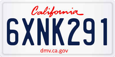 CA license plate 6XNK291
