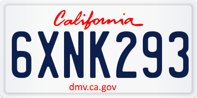 CA license plate 6XNK293