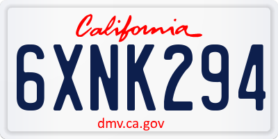 CA license plate 6XNK294