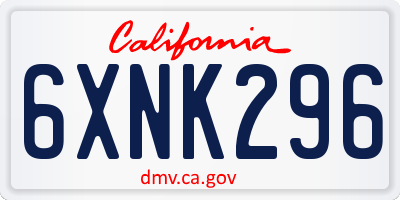 CA license plate 6XNK296