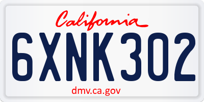 CA license plate 6XNK302