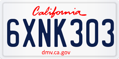 CA license plate 6XNK303