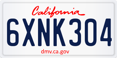 CA license plate 6XNK304