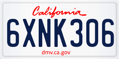 CA license plate 6XNK306