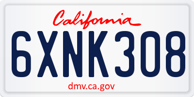 CA license plate 6XNK308