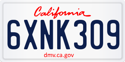 CA license plate 6XNK309