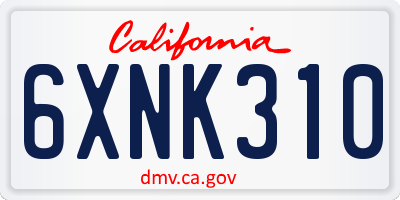 CA license plate 6XNK310