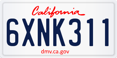 CA license plate 6XNK311